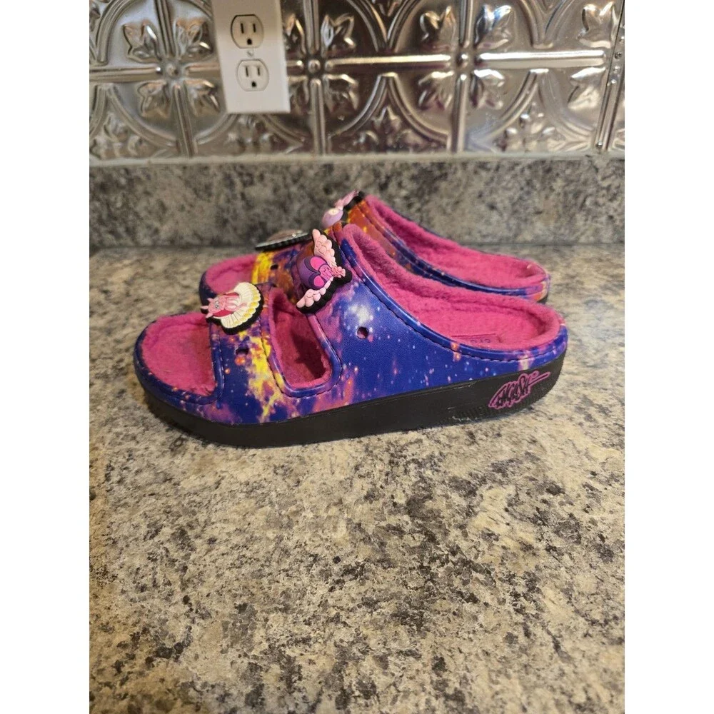 Crocs Ron English X Area 54 Cozzzy Multi Black Sandals M7 W9 Limited Edition Glo